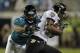 Oct. 24, 2011; Jacksonville FL, USA; Jacksonville Jaguars linebacker Daryl Smith (52) tackles Baltimore Ravens tight end Ed Dickson (84)during the second half at EverBank Field. The Jaguars defeated the Ravens 12-7. Mandatory Credit: Matt Stamey-USA TODAY Sports