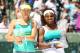 KEY BISCAYNE, FL - MARCH 30: Maria Sharapova of Russia and Serena Williams of the USA pose with their trophies after Williams defeated Sharapova after the Womens Final match of the Sony Open on Day 13 at Crandon Park Tennis Center on March 30, 2013 in Key Biscayne, Florida. (Photo by Al Bello/Getty Images)