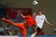 PETAH TIQWA, ISRAEL - JUNE 06: Luuk de Jong (L) of Netherlands jumps for a header with Matthias Ginter of Germany during the UEFA European Under 21 Championship match between Netherlands and Germany at Ha Moshava Stadium on June 6, 2013 in Petah Tiqwa, Israel. (Photo by Alex Grimm/Getty Images)