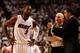 MIAMI, FL - MAY 24: Head coach Erik Spoelstra (R) and Dwyane Wade #3 of the Miami Heat talk with referee Joey Crawford against the Chicago Bulls in Game Four of the Eastern Conference Finals during the 2011 NBA Playoffs on May 24, 2011 at American Airlines Arena in Miami, Florida. LeBron James NOTE TO USER: User expressly acknowledges and agrees that, by downloading and or using this photograph, User is consenting to the terms and conditions of the Getty Images License Agreement. (Photo by Marc Serota/Getty Images)