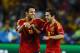 KIEV, UKRAINE - JULY 01: Jordi Alba (R) of Spain celebrates with team-mate Cesc Fabregas after scoring his team's second goal during the UEFA EURO 2012 final match between Spain and Italy at the Olympic Stadium on July 1, 2012 in Kiev, Ukraine. (Photo by Laurence Griffiths/Getty Images)