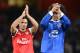 LONDON, ENGLAND - APRIL 16: Mikel Arteta of Arsenal and Marouane Fellaini of Everton applaud the fans at the final whistle during the Barclays Premier League match between Arsenal and Everton at Emirates Stadium on April 16, 2013 in London, England. (Photo by Michael Regan/Getty Images)