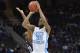 Mar 22, 2013; Kansas City, MO, USA; North Carolina Tar Heels guard Reggie Bullock (35) puts up a shot against the Villanova Wildcats in the first half during the second round of the 2013 NCAA tournament at the Sprint Center. Mandatory Credit: Peter G. Aiken-USA TODAY Sports