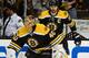 May 19, 2013; Boston, MA, USA; Boston Bruins goalkeeper Tuukka Rask (40) and defenseman Zdeno Chara (33) take the ice to warm up before facing the New York Rangers in game two of the second round of the 2013 Stanley Cup Playoffs at TD Garden. Mandatory Credit: Michael Ivins-USA TODAY Sports