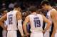 March 10, 2013; Orlando FL, USA; Orlando Magic head coach Jacque Vaughn talks with point guard Jameer Nelson (14), small forward Tobias Harris (12), point guard Beno Udrih (19), center Nikola Vucevic (9) and teammates during the second half against the Philadelphia 76ers at Amway Center. Orlando Magic defeated the Philadelphia 76ers 99-91. Mandatory Credit: Kim Klement-USA TODAY Sports