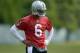 May 28, 2013; Alameda, CA, USA; Oakland Raiders quarterback Terrelle Pryor (6) at organized team activities at the Raiders practice facility. Mandatory Credit: Kirby Lee-USA TODAY Sports
