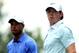 ARDMORE, PA - JUNE 13: (L-R) Tiger Woods of the United States and Rory McIlroy of Northern Ireland stand on the second hole during Round One of the 113th U.S. Open at Merion Golf Club on June 13, 2013 in Ardmore, Pennsylvania. (Photo by Andrew Redington/Getty Images)