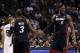 SAN ANTONIO, TX - JUNE 13: LeBron James #6 and Dwyane Wade #3 of the Miami Heat celebrate in the fourth quarter while taking on the San Antonio Spurs during Game Four of the 2013 NBA Finals at the AT&T Center on June 13, 2013 in San Antonio, Texas. NOTE TO USER: User expressly acknowledges and agrees that, by downloading and or using this photograph, User is consenting to the terms and conditions of the Getty Images License Agreement. (Photo by Christian Petersen/Getty Images)