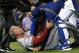 LOS ANGELES, CA - JUNE 11: Manager Don Mattingly (R) of the Los Angeles Dodgers pushes down coach Alan Trammell #3 of the Arizona Diamondbacks during a bench clearing brawl in the seventh inning at Dodger Stadium on June 11, 2013 in Los Angeles, (Photo by Stephen Dunn/Getty Images)