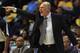DENVER, CO - APRIL 30: Head coach George Karl leads the Denver Nuggets against the Golden State Warriors during Game Five of the Western Conference Quarterfinals of the 2013 NBA Playoffs at the Pepsi Center on April 30, 2013 in Denver, Colorado. NOTE TO USER: User expressly acknowledges and agrees that, by downloading and or using this photograph, User is consenting to the terms and conditions of the Getty Images License Agreement. (Photo by Doug Pensinger/Getty Images)