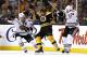 BOSTON, MA - JUNE 17: Jonathan Toews #19 and Michal Rozsival #32 of the Chicago Blackhawks collide with Brad Marchand #63 of the Boston Bruins during the first period in Game Three of the 2013 NHL Stanley Cup Final at TD Garden on June 17, 2013 in Boston, Massachusetts. (Photo by Bruce Bennett/Getty Images)