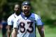 May 30, 2013; Englewood, CO, USA; Denver Broncos wide receiver Wes Welker (83) walks off the field following organized team activities at the Broncos training facility. Mandatory Credit: Ron Chenoy-USA TODAY Sports