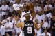 MIAMI, FL - JUNE 18: LeBron James #6 of the Miami Heat looks to drive against Tony Parker #9 of the San Antonio Spurs in the fourth quarter during Game Six of the 2013 NBA Finals at AmericanAirlines Arena on June 18, 2013 in Miami, Florida. NOTE TO USER: User expressly acknowledges and agrees that, by downloading and or using this photograph, User is consenting to the terms and conditions of the Getty Images License Agreement. (Photo by Mike Ehrmann/Getty Images)