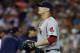 DETROIT, MI - JUNE 20: Closer Andrew Bailey #40 of the Boston Red Sox walks off the field after giving up a two-run home run to Jhonny Peralta of the Detroit Tigers in the ninth inning to give the Tigers a 4-3 win at Comerica Park on June 20, 2013 in Detroit, Michigan. (Photo by Duane Burleson/Getty Images)