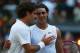 LONDON - JULY 06: Roger Federer of Switzerland congratulates Rafael Nadal of Spain in winning match point and the Championship during the men's singles Final on day thirteen of the Wimbledon Lawn Tennis Championships at the All England Lawn Tennis and Croquet Club on July 6, 2008 in London, England. (Photo by Ryan Pierse/Getty Images)