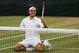 LONDON, ENGLAND - JULY 08: Roger Federer of Switzerland celebrates match point during his Gentlemen's Singles final match against Andy Murray of Great Britain on day thirteen of the Wimbledon Lawn Tennis Championships at the All England Lawn Tennis and Croquet Club on July 8, 2012 in London, England. (Photo by Julian Finney/Getty Images)