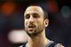 MIAMI, FL - JUNE 18: Manu Ginobili #20 of the San Antonio Spurs looks on while taking on the Miami Heat in the first quarter during Game Six of the 2013 NBA Finals at AmericanAirlines Arena on June 18, 2013 in Miami, Florida. NOTE TO USER: User expressly acknowledges and agrees that, by downloading and or using this photograph, User is consenting to the terms and conditions of the Getty Images License Agreement. (Photo by Mike Ehrmann/Getty Images)