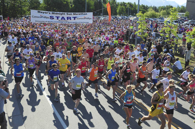 Races and Places: Mayor's Midnight Sun Marathon and Half Marathon,  Anchorage, Alaska