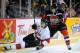 HALIFAX, CANADA - JANUARY 16:: Eric Roy #7 of Team Cherry sends Madison Bowey #4 of Team Orr during the CHL Top Prospects game at the Halifax Metro Centre on January 16, 2013 in Halifax, Nova Scotia, Canada. (Photo by Richard Wolowicz/Getty Images)