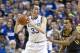 Feb 23, 2013; Lexington, KY, USA; Kentucky Wildcats forward Kyle Wiltjer (33) passes the ball against the Missouri Tigers in the second half at Rupp Arena. Kentucky defeated Missouri 90-83. Mandatory Credit: Mark Zerof-USA TODAY Sports