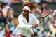 LONDON, ENGLAND - JUNE 25: Serena Williams of the United States of America plays a backhand during the warm-up before her Ladies' Signles first round match against Mandy Minella of Luxembourg on day two of the Wimbledon Lawn Tennis Championships at the All England Lawn Tennis and Croquet Club on June 25, 2013 in London, England. (Photo by Julian Finney/Getty Images)