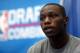 May 16, 2013; Chicago, IL, USA; Gorgui Dieng is interviewed during the NBA Draft combine at Harrison Street Athletics Facility. Mandatory Credit: Jerry Lai-USA TODAY Sports