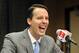 June 25, 2012; Denver, CO, USA; Denver Nuggets president Josh Kroenke speaks during a press conference held at the Pepsi Center. Mandatory Credit: Ron Chenoy-USA TODAY Sports