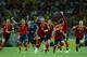FORTALEZA, BRAZIL - JUNE 27: Sergio Ramos of Spain and his team-mates celebrate after Jesus Nava scored the winning penalty in a shootout during the FIFA Confederations Cup Brazil 2013 Semi Final match between Spain and Italy at Castelao on June 27, 2013 in Fortaleza, Brazil. (Photo by Robert Cianflone/Getty Images)
