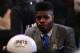 NEW YORK, NY - JUNE 27: Nerlens Noel of Kentucky looks on as he sits in the draft green room during the first round of the 2013 NBA Draft at Barclays Center on June 27, 2013 in in the Brooklyn Bourough of New York City. NOTE TO USER: User expressly acknowledges and agrees that, by downloading and/or using this Photograph, user is consenting to the terms and conditions of the Getty Images License Agreement. (Photo by Mike Stobe/Getty Images)