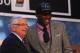 NEW YORK, NY - JUNE 27: Victor Oladipo (R) of Indiana poses for a photo with NBA Commissioner David Stern after Oladipo was drafted #2 overall in the first round by the Orlando Magic during the 2013 NBA Draft at Barclays Center on June 27, 2013 in in the Brooklyn Bourough of New York City. NOTE TO USER: User expressly acknowledges and agrees that, by downloading and/or using this Photograph, user is consenting to the terms and conditions of the Getty Images License Agreement. (Photo by Mike Stobe/Getty Images)