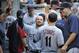 CHICAGO, IL - JUNEL 28: Ryan Raburn #9 of the Cleveland Indians is greeted after hitting a two-run homer against the Chicago White Sox during the seventh inning in the first game of a doubleheader on June 28, 2013 at U.S. Cellular Field in Chicago, Illinois. (Photo by David Banks/Getty Images)