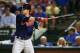 Jun 12, 2013; Arlington, TX, USA; Cleveland Indians second baseman Jason Kipnis (22) bats during the game against the Texas Rangers at Rangers Ballpark in Arlington. Cleveland won 5-2. Mandatory Credit: Kevin Jairaj-USA TODAY Sports