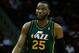 HOUSTON, TX - MARCH 20: Al Jefferson #25 of the Utah Jazz walks across the court during the game against the Utah Jazz at Toyota Center on March 20, 2013 in Houston, Texas. NOTE TO USER: User expressly acknowledges and agrees that, by downloading and or using this photograph, User is consenting to the terms and conditions of the Getty Images License Agreement. (Photo by Scott Halleran/Getty Images)