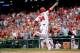 WASHINGTON, DC - JULY 01: Bryce Harper #34 of the Washington Nationals celebrates after hitting a solo home run in the first inning during a game against the Milwaukee Brewers at Nationals Park on July 1, 2013 in Washington, DC. (Photo by Patrick McDermott/Getty Images)
