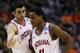 Mar 28, 2013; Washington, D.C., USA; Indiana Hoosiers forward Will Sheehey (0) talks with guard Yogi Ferrell (11) in the second half against the Syracuse Orange during the semifinals of the East regional of the 2013 NCAA tournament at the Verizon Center. Mandatory Credit: Geoff Burke-USA TODAY Sports
