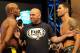 Jul 5, 2013; Las Vegas, NV, USA; Dana White (center) separates Anderson Silva and Chris Weidman (right) at today's weighs-in for their UFC fight at the Mandalay Bay Event Center. Silva takes on Weidman at the MGM Grand Garden Arena July 6. Mandatory Credit: Jayne Kamin-Oncea-USA TODAY Sports