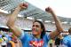 NAPLES, ITALY - MAY 12: Edinson Cavani of Napoli celebrates the victory after the Serie A match between SSC Napoli and AC Siena at Stadio San Paolo on May 12, 2013 in Naples, Italy. (Photo by Giuseppe Bellini/Getty Images)
