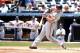 Jul 6, 2013; Bronx, NY, USA; Baltimore Orioles first baseman Chris Davis (19) hits a two-run home run against the New York Yankees during the first inning at Yankee Stadium. Mandatory Credit: Debby Wong-USA TODAY Sports