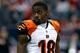 HOUSTON, TX - JANUARY 05: A.J. Green #18 of the Cincinnati Bengals looks on as he warms up against the Houston Texans during their AFC Wild Card Playoff Game at Reliant Stadium on January 5, 2013 in Houston, Texas. (Photo by Scott Halleran/Getty Images)