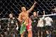 May 18, 2013; Jaragua do Sul, BRAZIL; Vitor Belfort (red shorts) celebrates after defeating Luke Rockhold (not pictured) during UFC on FX 8 at ARena Jaragua. Mandatory Credit: Jason da Silva-USA TODAY Sports