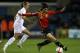LONDON, ENGLAND - APRIL 01: Fara Williams of England battles with Amaia Olabarrieta of Spain during the Women's World Cup Qualifier match between England and Spain at the New Den on April 1, 2010 in London, England. (Photo by Julian Finney/Getty Images)