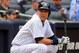 July 11, 2013; New York, NY, USA; New York Yankees designated hitter Derek Jeter waits on deck to bat in the 6th inning against the Kansas City Royalsduring the game at Yankee Stadium. Mandatory Credit: John Munson/THE STAR-LEDGER via USA TODAY Sports