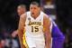 March 17, 2013; Los Angeles, CA, USA; Los Angeles Lakers small forward Metta World Peace (15) reacts to a foul called against him during the second half at Staples Center. Mandatory Credit: Gary A. Vasquez-USA TODAY Sports