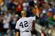 NEW YORK, NY - JULY 16: American League All-Star Mariano Rivera #42 of the New York Yankees acknowledges the crowd in the eigth inning during the 84th MLB All-Star Game on July 16, 2013 at Citi Field in the Flushing neighborhood of the Queens borough of New York City. (Photo by Elsa/Getty Images)