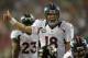 Sep 17, 2012; Atlanta, GA, USA; Denver Broncos quarterback Peyton Manning (18) reacts during the game against the Atlanta Falcons at the Georgia Dome. The Falcons defeated the Broncos 27-21. Mandatory Credit: Kirby Lee/Image of Sport-USA TODAY Sports
