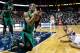 Jan 25, 2013; Atlanta, GA, USA; Boston Celtics point guard Rajon Rondo (9) calls a timeout in overtime against the Atlanta Hawks at Philips Arena. The Hawks won 123-111. Mandatory Credit: Daniel Shirey-USA TODAY Sports