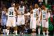 BOSTON, MA - JANUARY 2: Members of the Boston Celtics including Rajon Rondo #9, Kevin Garnett #5, Paul Pierce #34, Jared Sullinger #7, and Courtney Lee #11 huddle during the game against the Memphis Grizzlies on January 2, 2013 at TD Garden in Boston, Massachusetts. NOTE TO USER: User expressly acknowledges and agrees that, by downloading and or using this photograph, User is consenting to the terms and conditions of the Getty Images License Agreement. (Photo by Jared Wickerham/Getty Images)