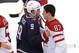 VANCOUVER, BC - FEBRUARY 28: Zach Parise #9 of USA and Sidney Crosby #87 of Canada pat one another after shaking hands after the ice hockey men's gold medal game between USA and Canada on day 17 of the Vancouver 2010 Winter Olympics at Canada Hockey Place on February 28, 2010 in Vancouver, Canada. Canada defeated USA 3-2 in overtime. (Photo by Jamie Squire/Getty Images)