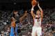 KANSAS CITY, MO - OCTOBER 8: Mike Miller #13 of the Miami Heat shoots a jumpshot over Thabo Sefolosha #2 of the Oklahoma City Thunder on October 8, 2010 at the Sprint Center in Kansas City, Missouri. NOTE TO USER: User expressly acknowledges and agrees that, by downloading and or using this photograph, User is consenting to the terms and conditions of the Getty Images License Agreement. Mandatory Copyright Notice: Copyright 2010 NBAE (Photo by Joe Murphy/NBAE via Getty Images)