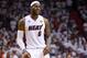 MIAMI, FL - JUNE 20: LeBron James #6 of the Miami Heat reacts in the second quarter while taking on the San Antonio Spurs during Game Seven of the 2013 NBA Finals at AmericanAirlines Arena on June 20, 2013 in Miami, Florida. NOTE TO USER: User expressly acknowledges and agrees that, by downloading and or using this photograph, User is consenting to the terms and conditions of the Getty Images License Agreement. (Photo by Mike Ehrmann/Getty Images)